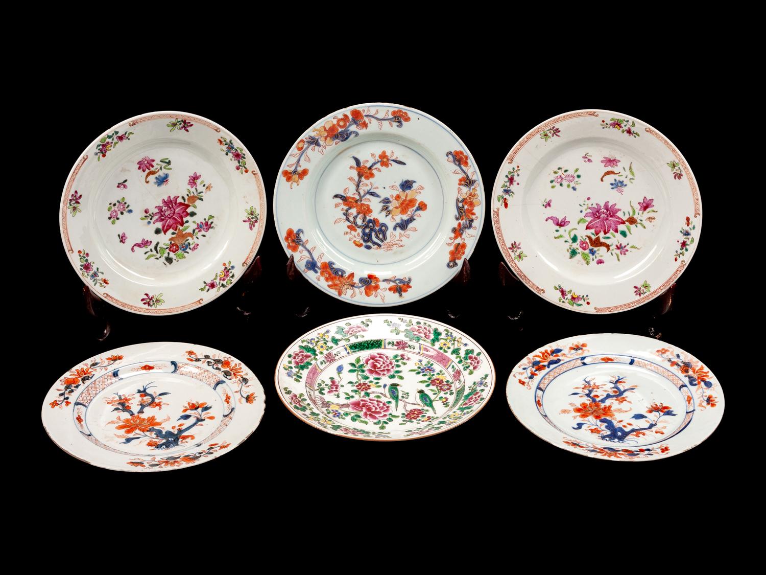 Six Chinese Export Porcelain Plates