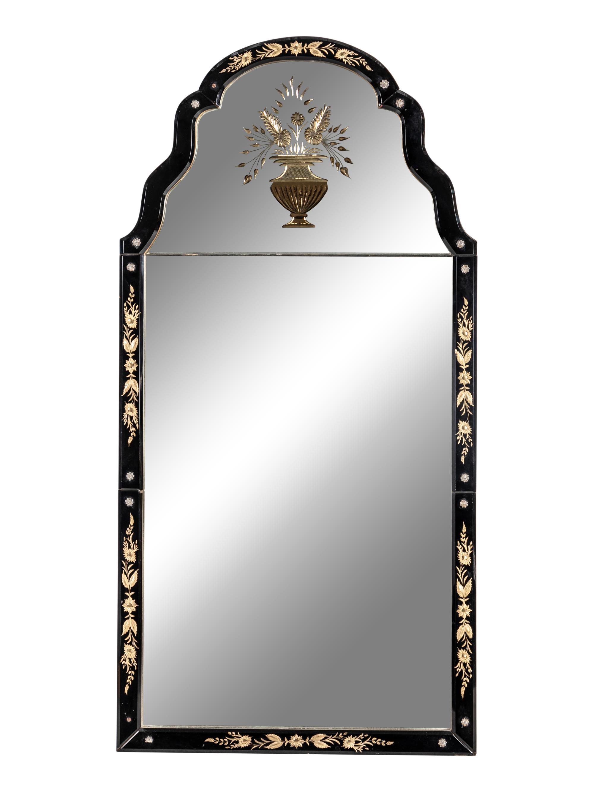 A Venetian Style Etched Glass Mirror
