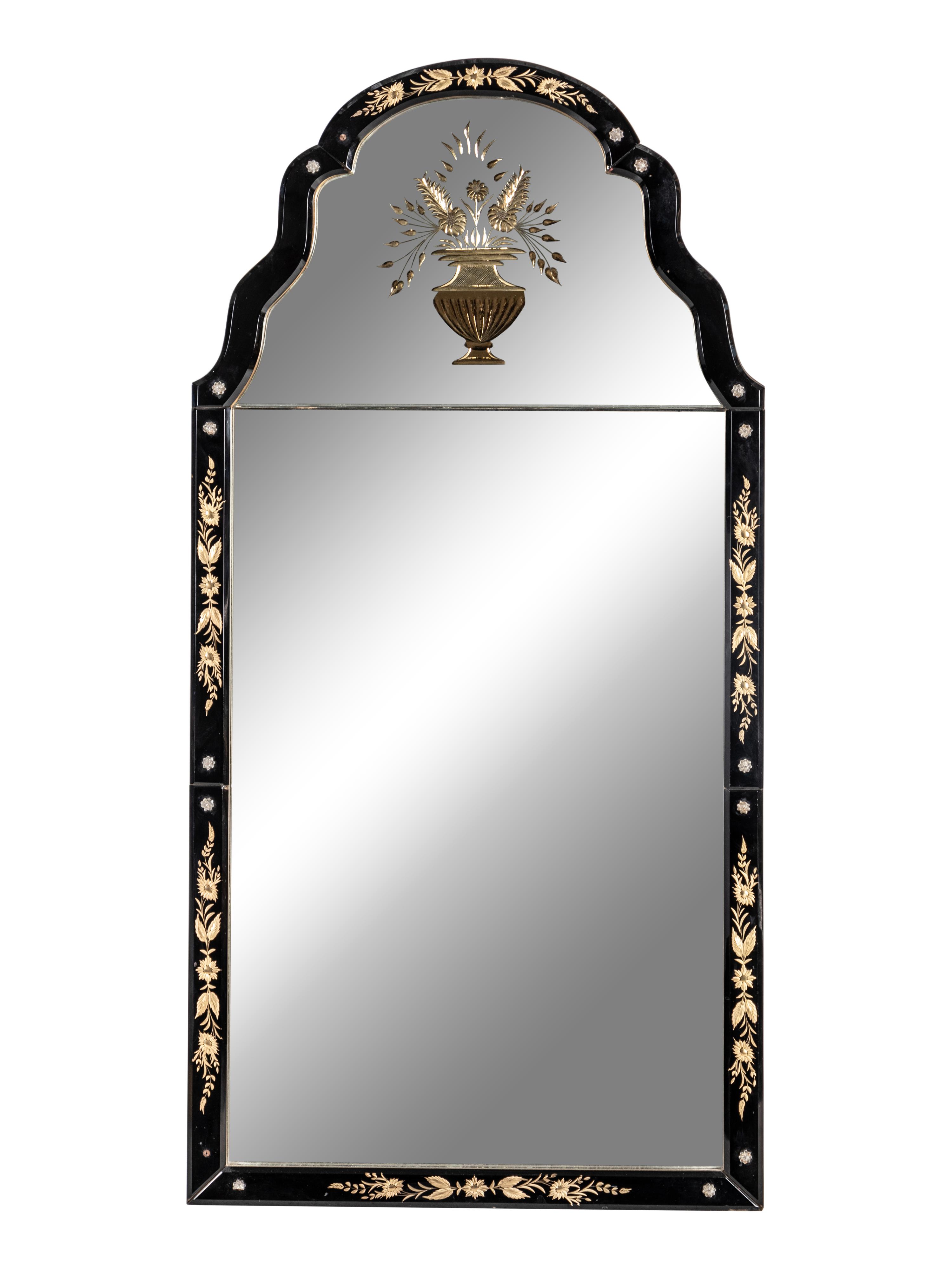 A Venetian Style Etched Glass Mirror