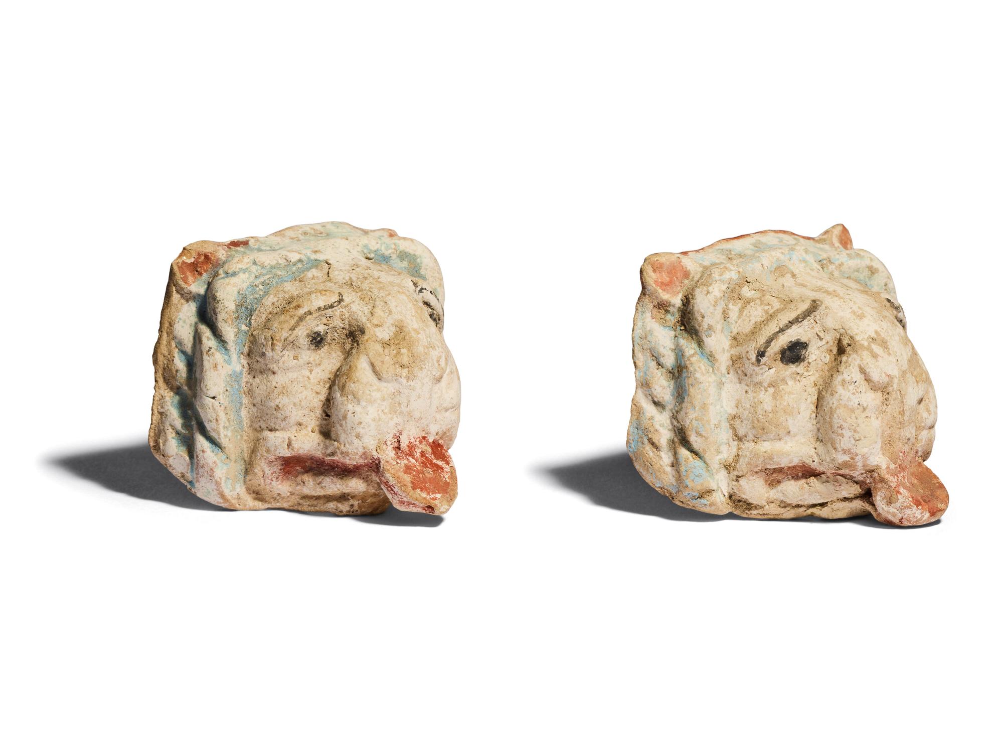 Two South Italian Terracotta Lion Heads