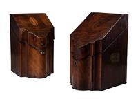 Two Georgian Mahogany Knife Boxes with Shell Inlay