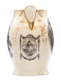 A Liverpool Transfer-Printed Creamware 'Washington in Apotheosis' Pitcher