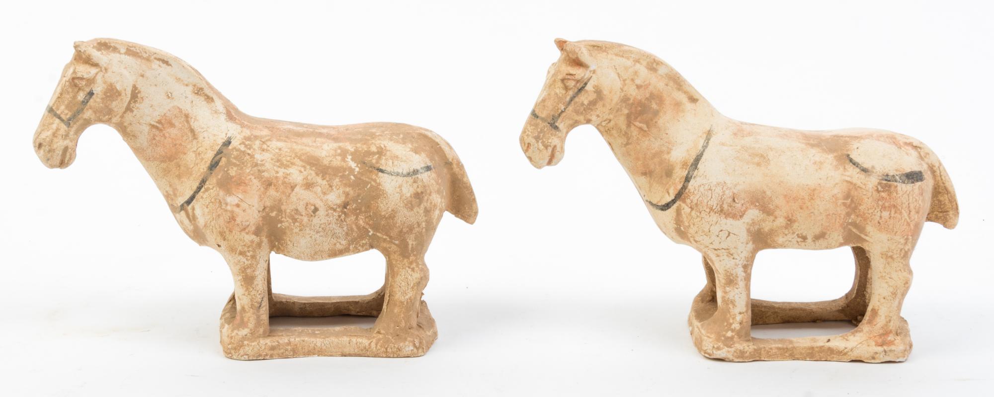 A Group of Tang Style Pottery Articles Height of first 6 1/2 inches.