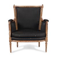A Louis XVI Style Giltwood Bergère