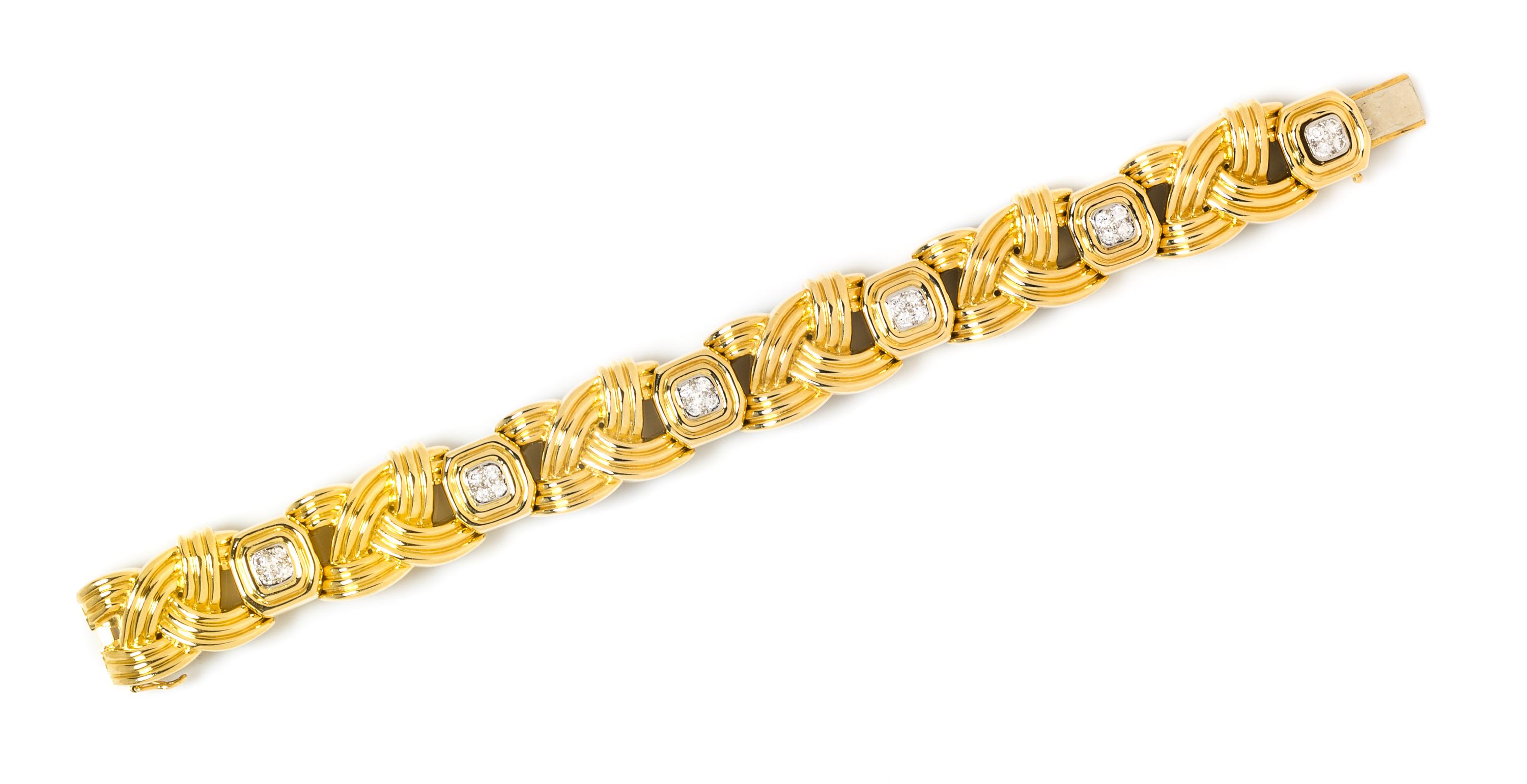 An 18 Karat Yellow Gold, Platinum and Diamond Bracelet, Chaavae, 55.50 dwts.