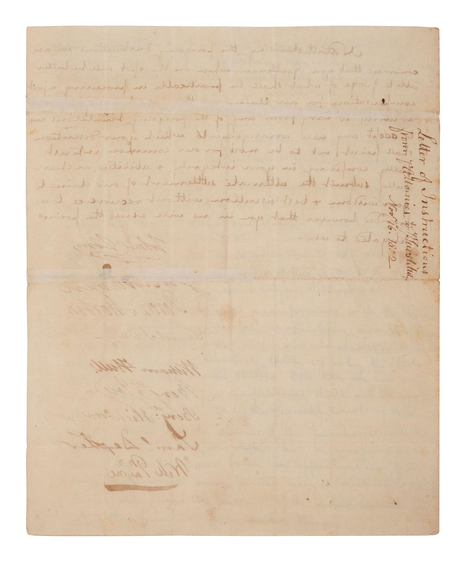 [NEW ENGLAND MISSISSIPPI LAND COMPANY]. 1802 power of attorney signed by directors of the New England Mississippi Land Company to appoint 5 directors to negotiate their claim with the US commissioners with respect to Georgia lands ceded to the US.