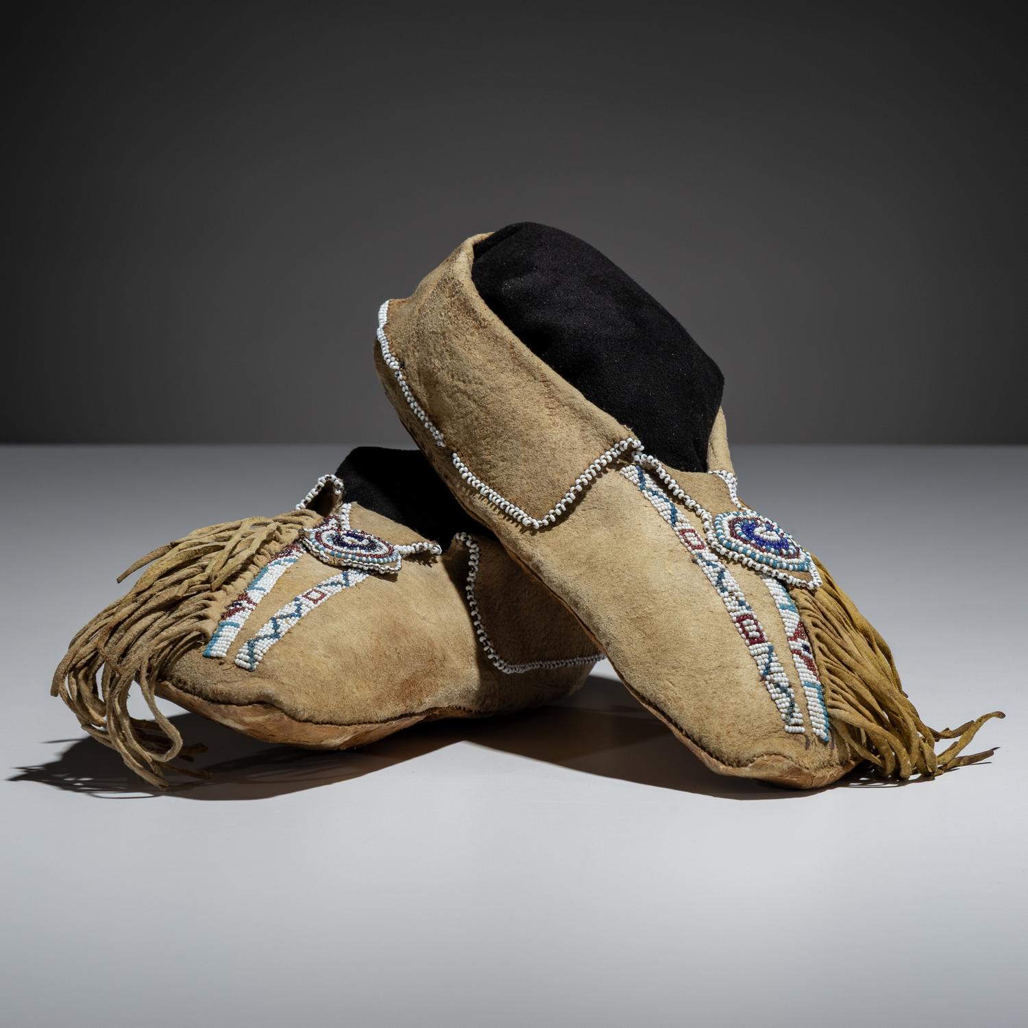 Comanche Beaded Hide Moccasins