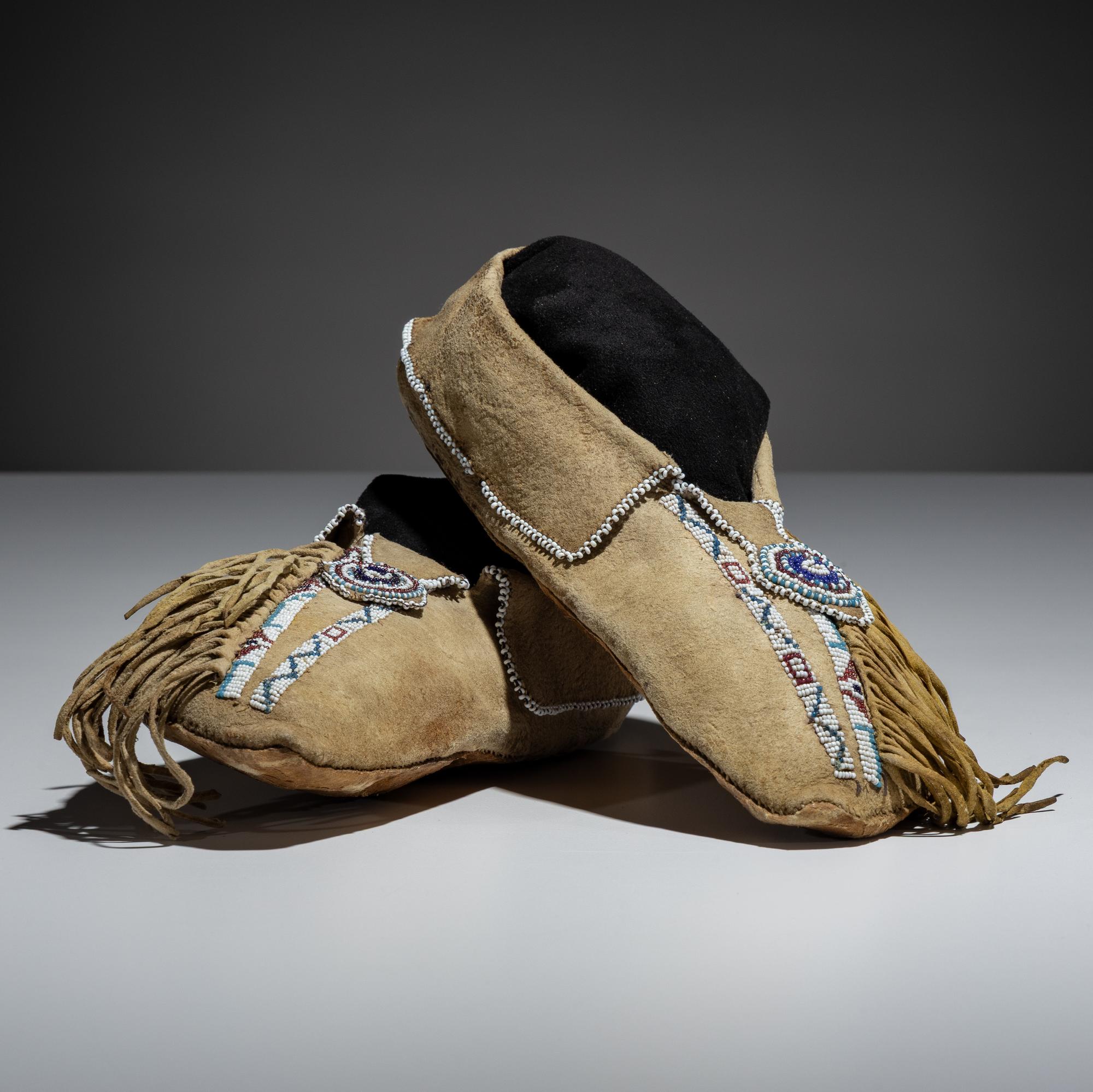 Comanche Beaded Hide Moccasins