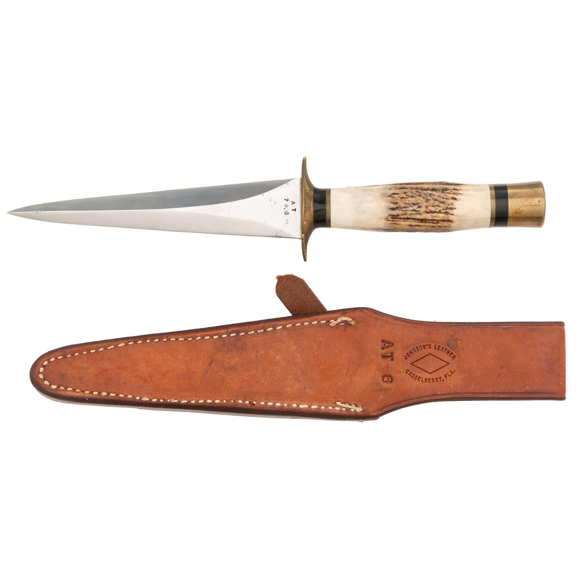Vintage Ralph Bone Model AT Arkansas Toothpick with Sheath