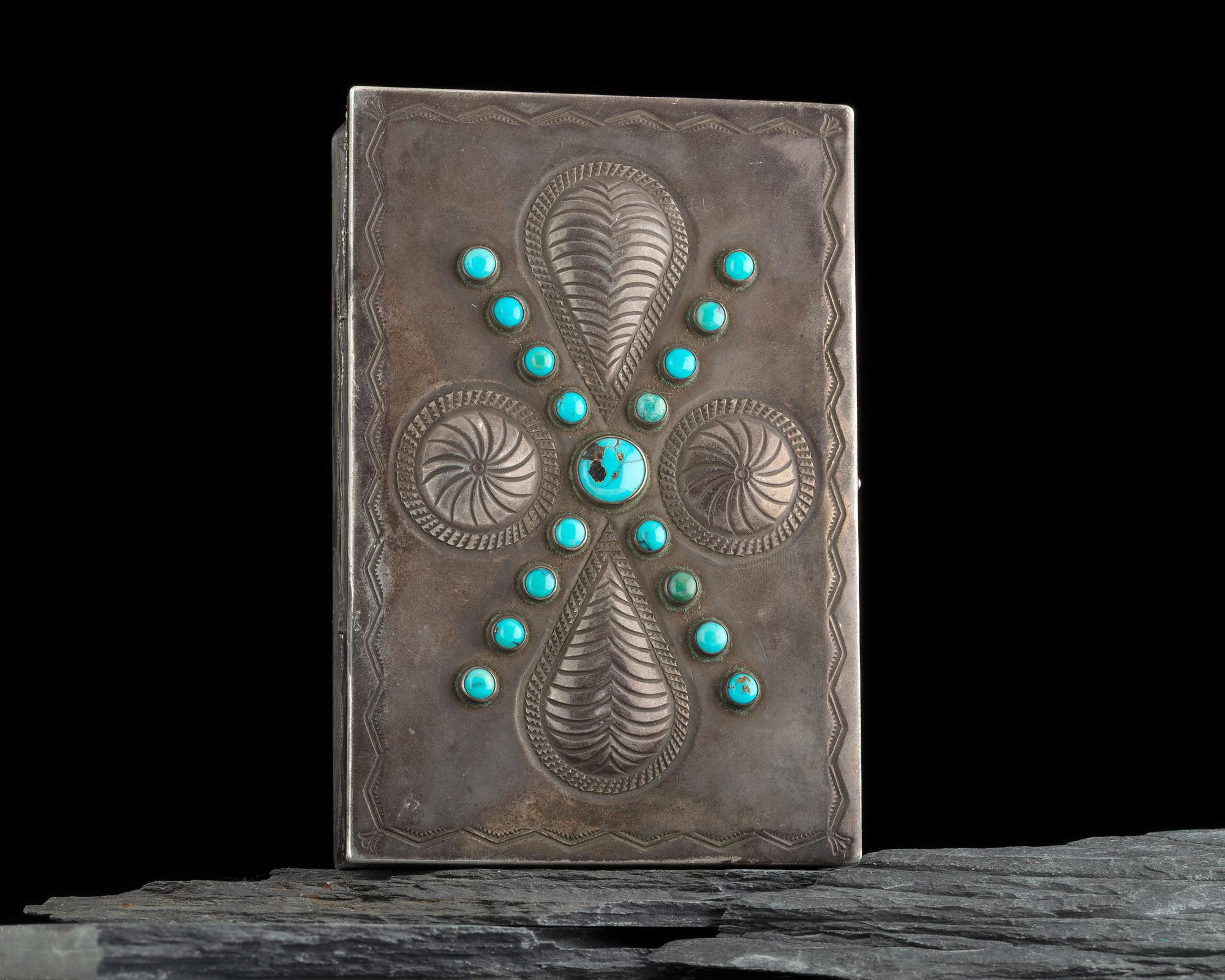 Navajo Silver and Turquoise Lidded Box