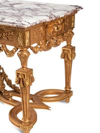 A Louis XVI Style Giltwood Marble-Top Center Table