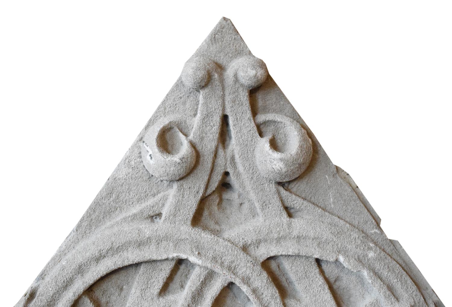 A Monumental Carved Limestone Pediment 80" W x 4.5" D x 62" H — United States, Circa 1880