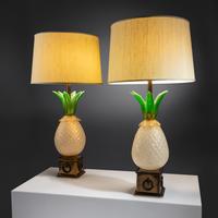 Pair of Pineapple-Form Murano Glass Table Lamps Italy