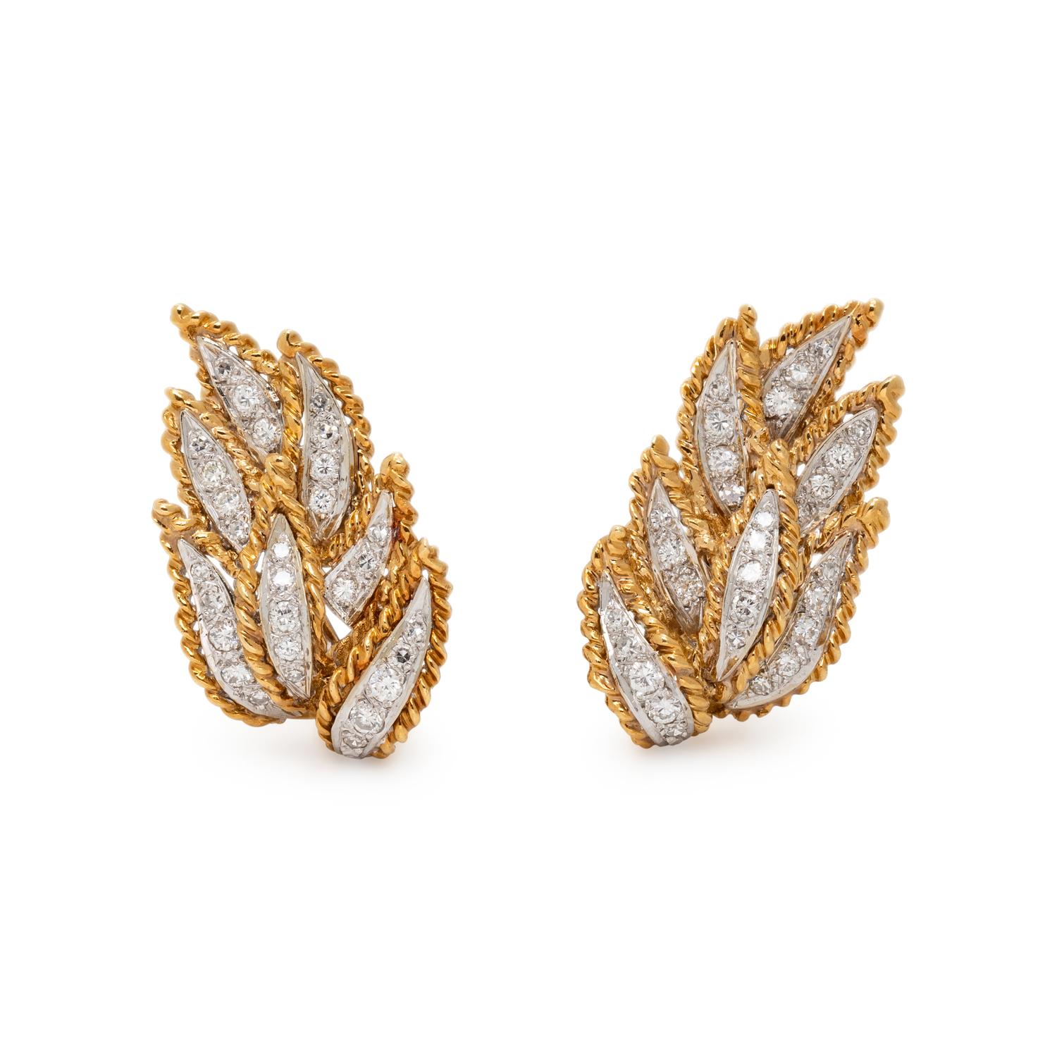 BICOLOR GOLD AND DIAMOND EARRINGS
