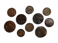 Ten Continental Bronze and Copper Commemorative Portrait Medallions