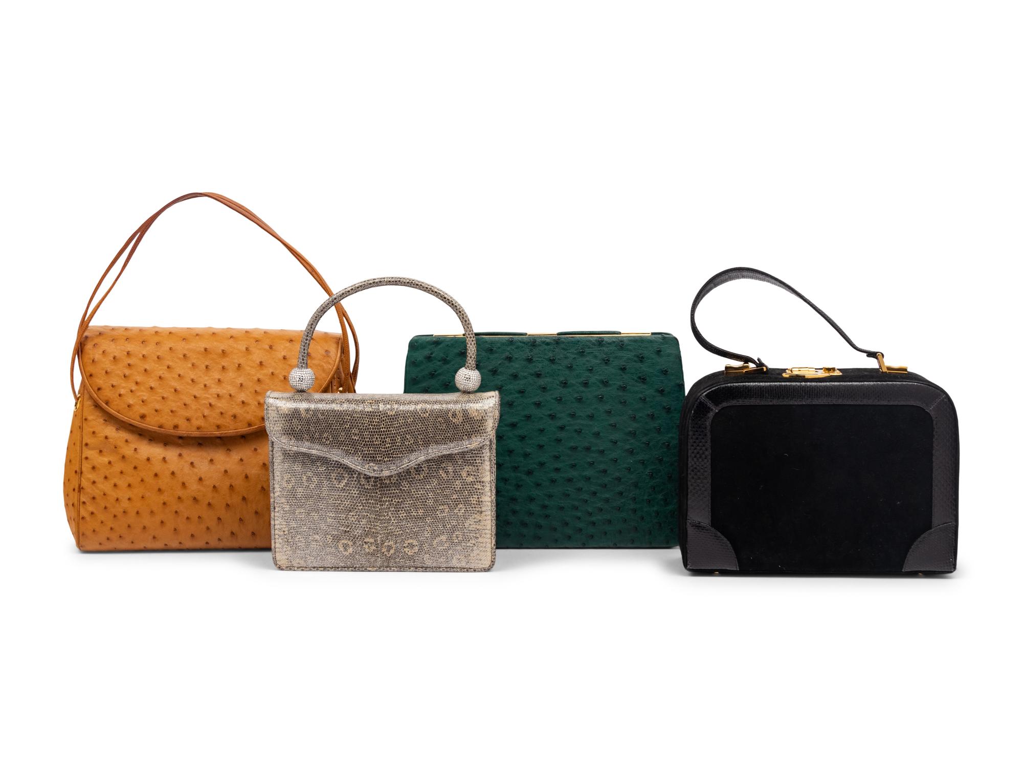 Four Judith Leiber Exotic Skin Handbags