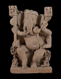 A Large Indian Stone Carving of a Ganesha