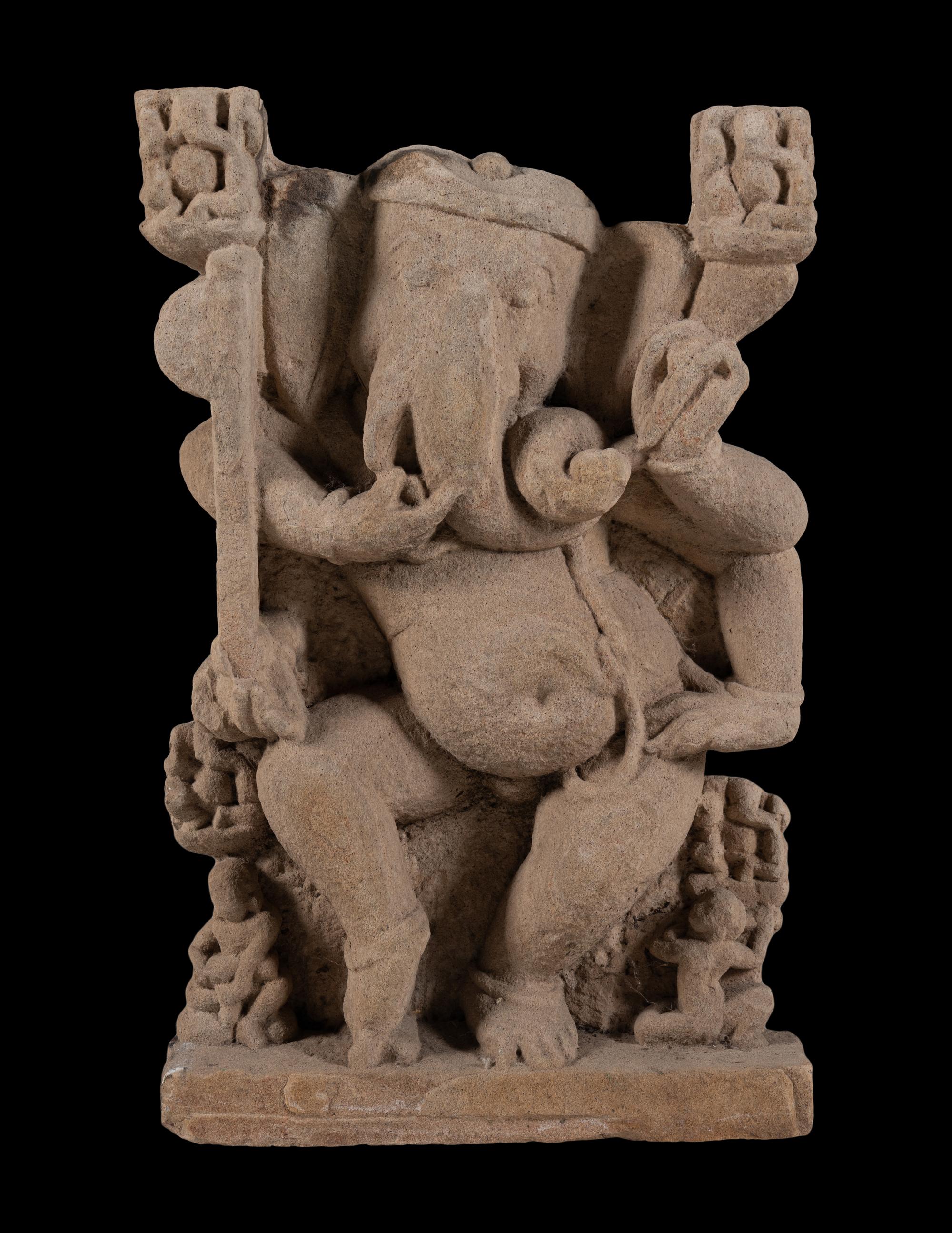 A Large Indian Stone Carving of a Ganesha