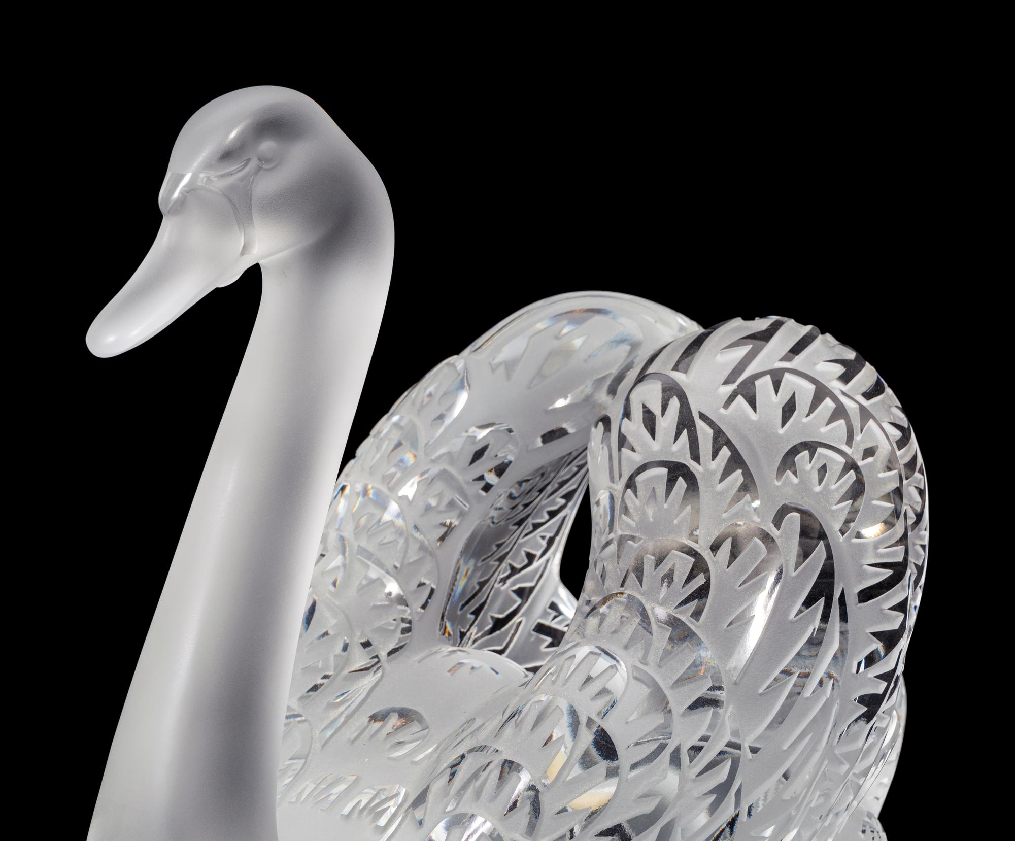 A Pair of Lalique Miroir Cygnes Centerpieces