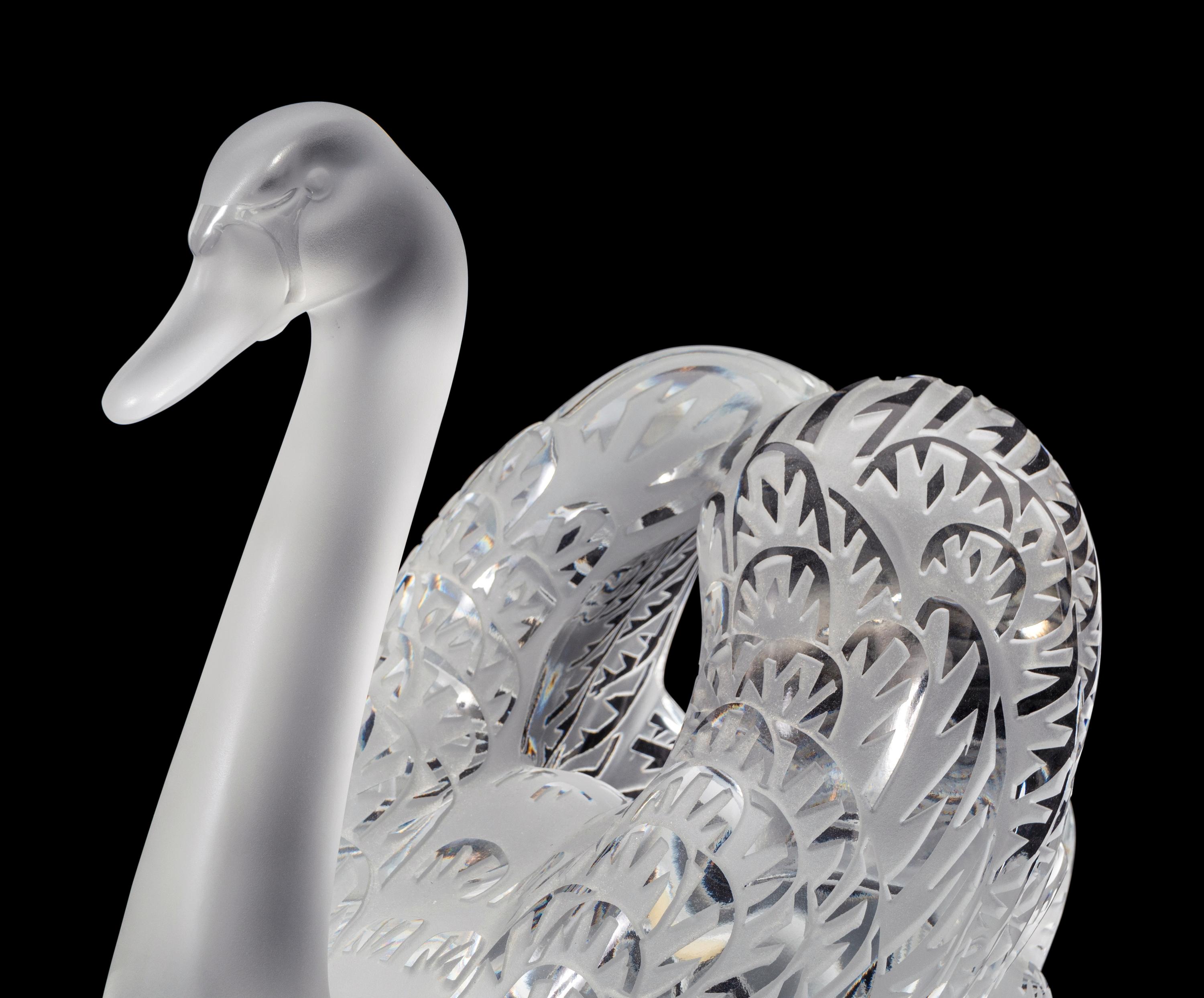 A Pair of Lalique Miroir Cygnes Centerpieces
