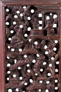 Two Chinese Hardwood Panels Height of each 23 1/2 x width 7 inches.