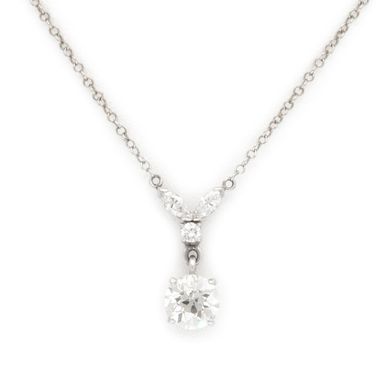 A White Gold and Diamond Pendant, 2.60 dwts.