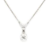 A White Gold and Diamond Pendant, 2.60 dwts.