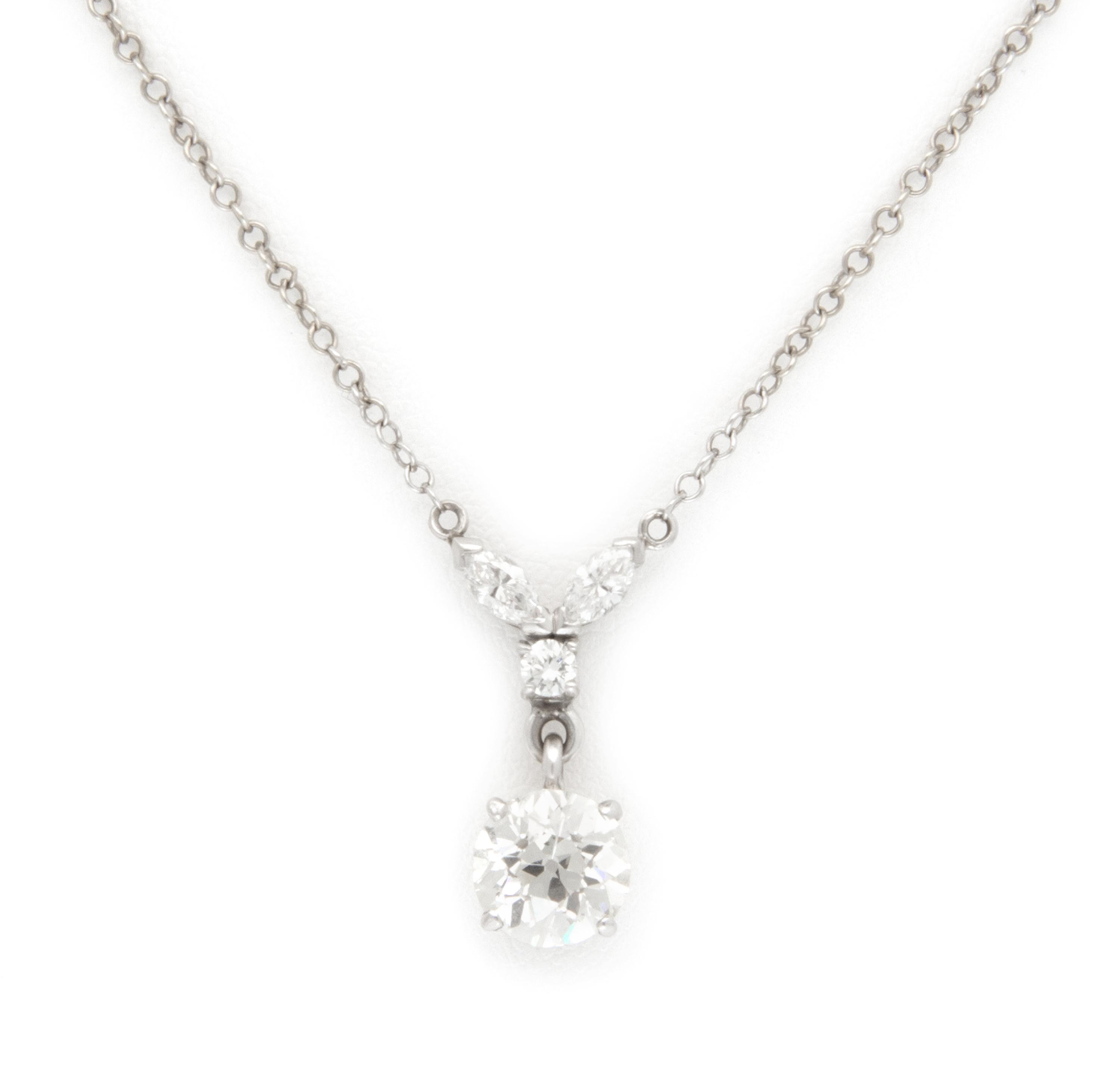 A White Gold and Diamond Pendant, 2.60 dwts.