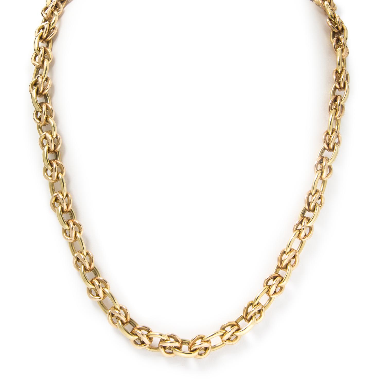 An 18 Karat Yellow Gold Knotted Link Longchain, 62.00 dwts.