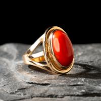 Navajo Gold and Coral Ring