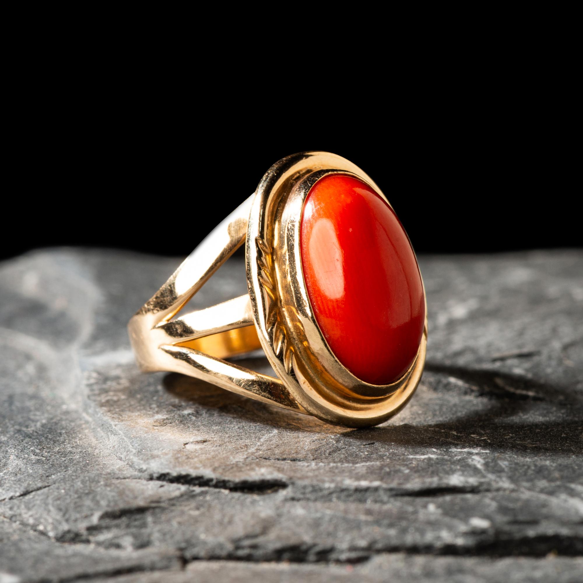 Navajo Gold and Coral Ring