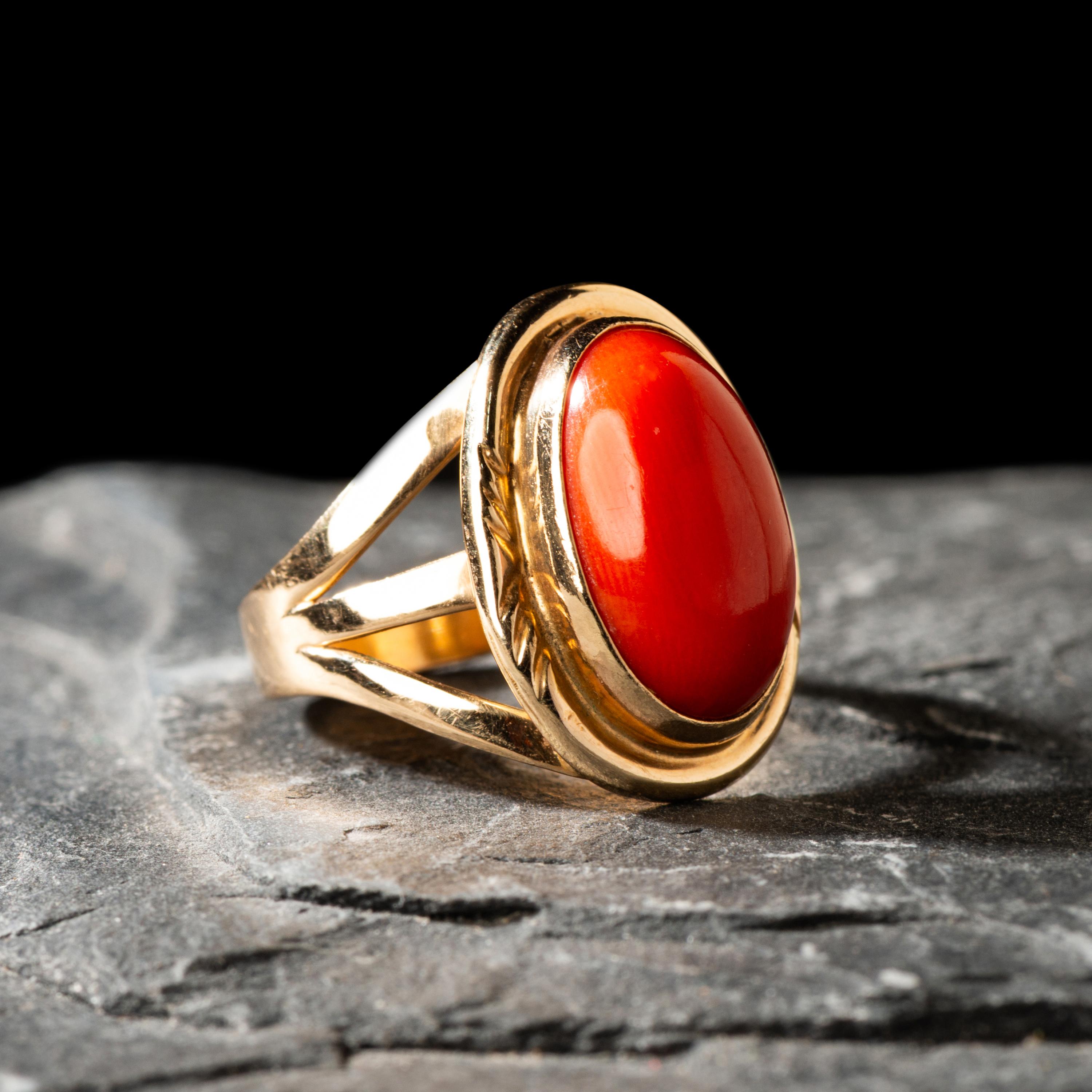 Navajo Gold and Coral Ring