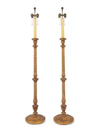A Pair of Baroque Style Giltwood Floor Lamps — 20TH CENTURY