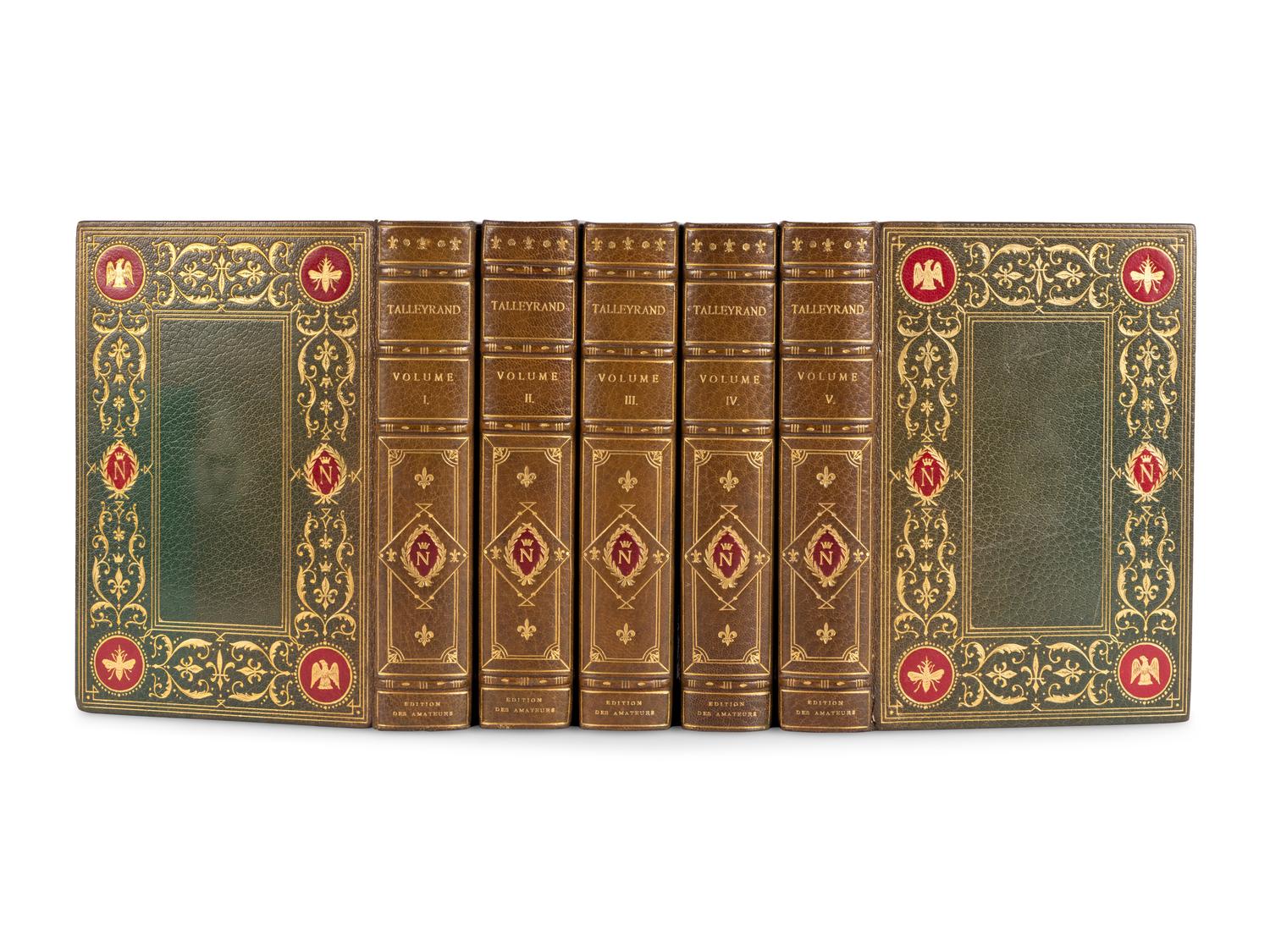 [BONAPARTE, Napoleon (1769-1821)]. [The Napoleon Series]. HAZLITT, William (1778-1830). Life of Napoleon Bonaparte . 6 volumes. -- BOURRIENNE, Louis Antoine Fauvelet de (1769-1834). Memoirs of Napoleon Bonaparte . 4 volumes. -- JUNOT, Laure, Duchesse D'Abrantes (1784-1838). Memoirs of Madame Junot . 6 volumes. -- TALLEYRAND, Charles-Maurice, prince de (1754-1838). Memoirs of the Prince de Talleyrand . 5 vols. London: The Grolier Society, [ca 1905].