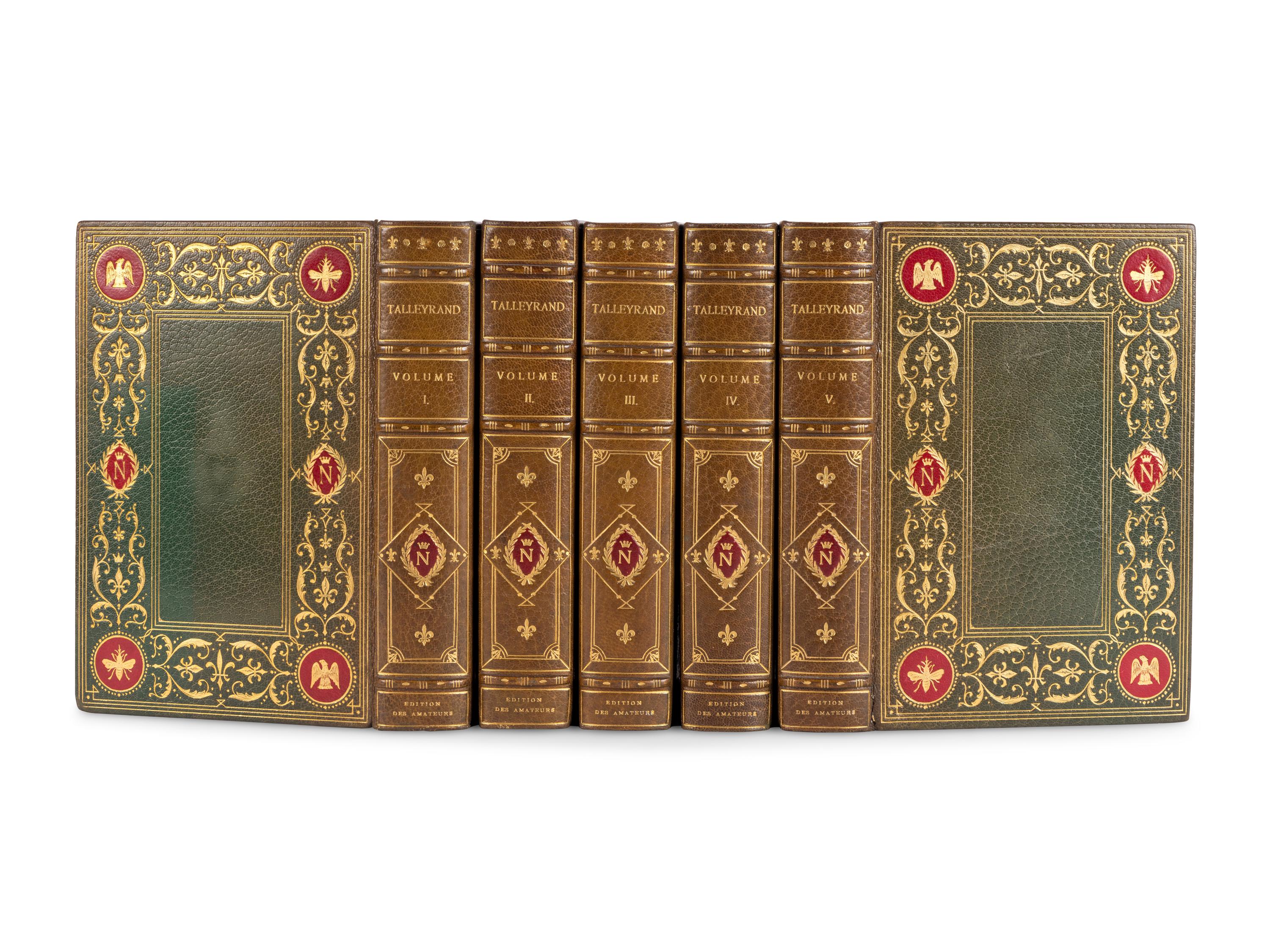 [BONAPARTE, Napoleon (1769-1821)]. [The Napoleon Series]. HAZLITT, William (1778-1830). Life of Napoleon Bonaparte . 6 volumes. -- BOURRIENNE, Louis Antoine Fauvelet de (1769-1834). Memoirs of Napoleon Bonaparte . 4 volumes. -- JUNOT, Laure, Duchesse D'Abrantes (1784-1838). Memoirs of Madame Junot . 6 volumes. -- TALLEYRAND, Charles-Maurice, prince de (1754-1838). Memoirs of the Prince de Talleyrand . 5 vols. London: The Grolier Society, [ca 1905].