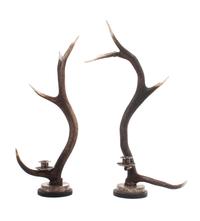 Two English Stag Horn Candlesticks Height of taller 24 inches. — ANTHONY REDMILE