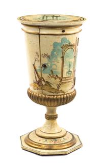 An Italian Painted Pedestal Cabinet, Height 31 3/8 inches.