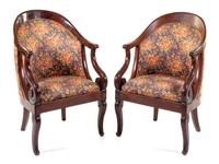 A Pair of Louis Philippe Mahogany Bergeres Height 33 inches. — 19TH CENTURY