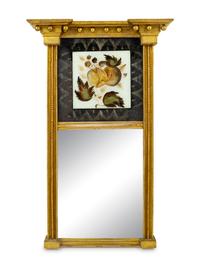 A Federal Giltwood and Eglomise Looking Glass