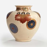 A large Japanese enameled Satsuma pottery vase Edo/Meiji period