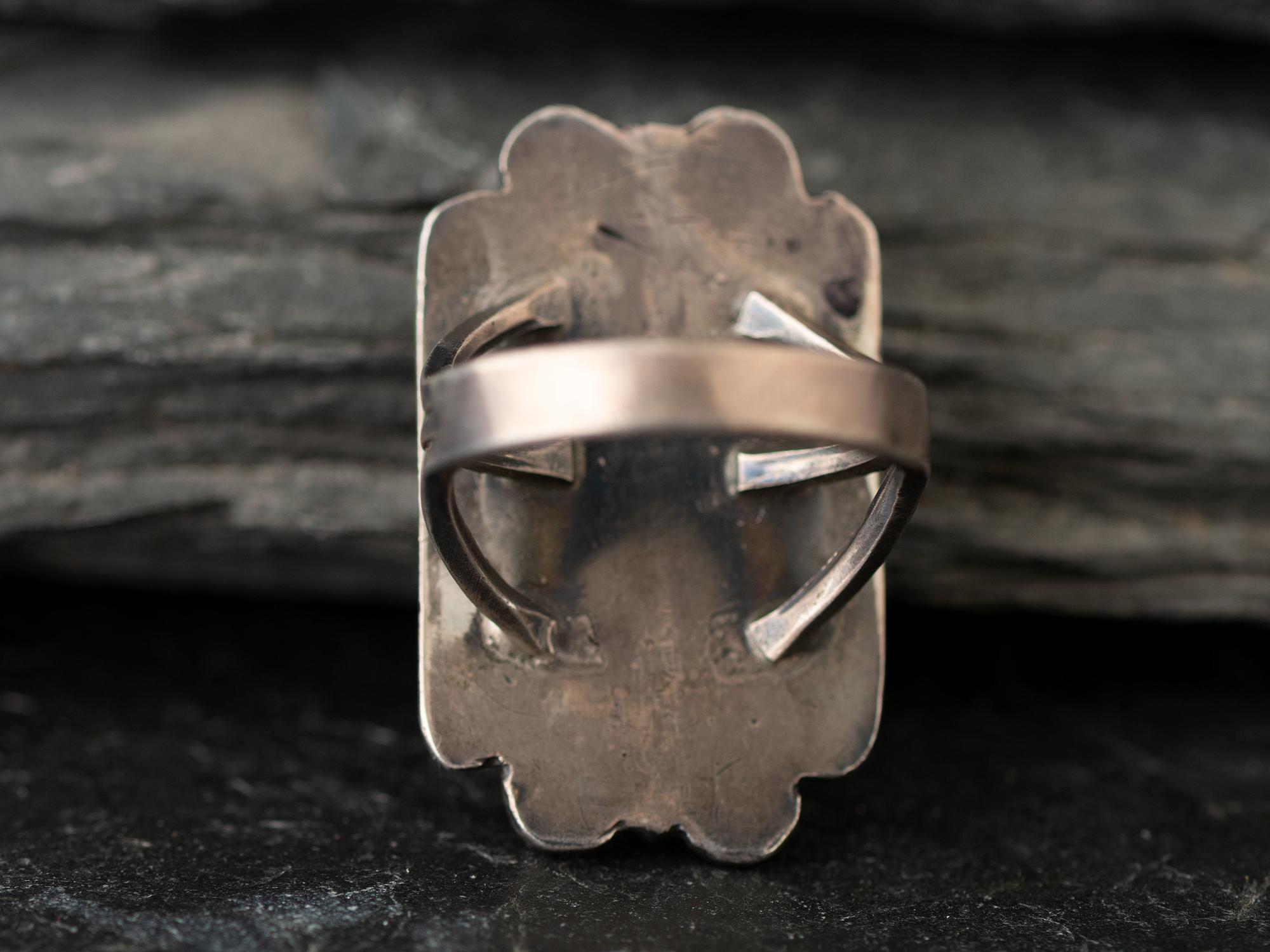 Navajo Silver and Petrified Wood Cuff Bracelet and Ring