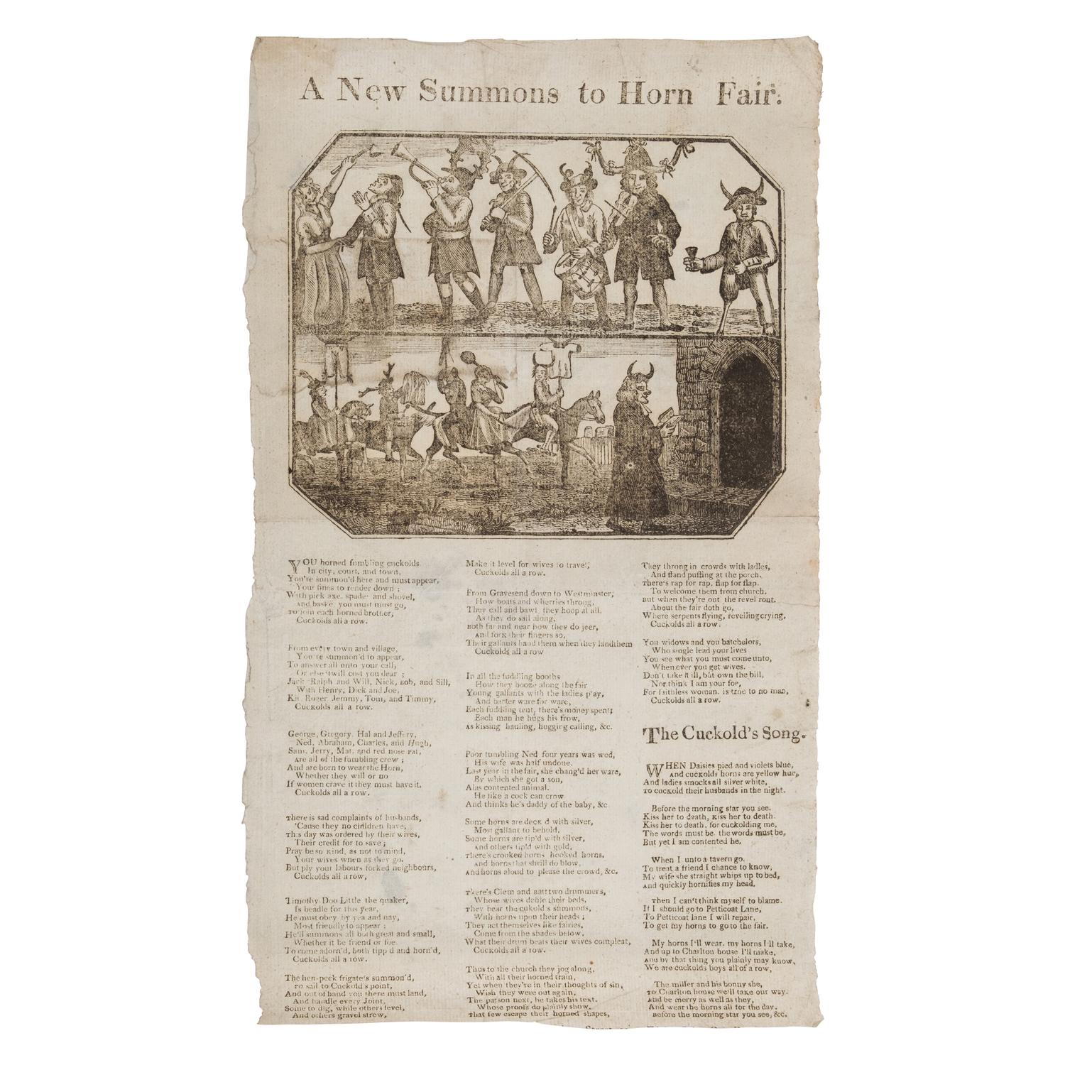 [Erotica]. A New Summons to Horn Fair . N.p., n.p., [London: Printed in Stone-Cutter Street], n.d. [ca 1709].