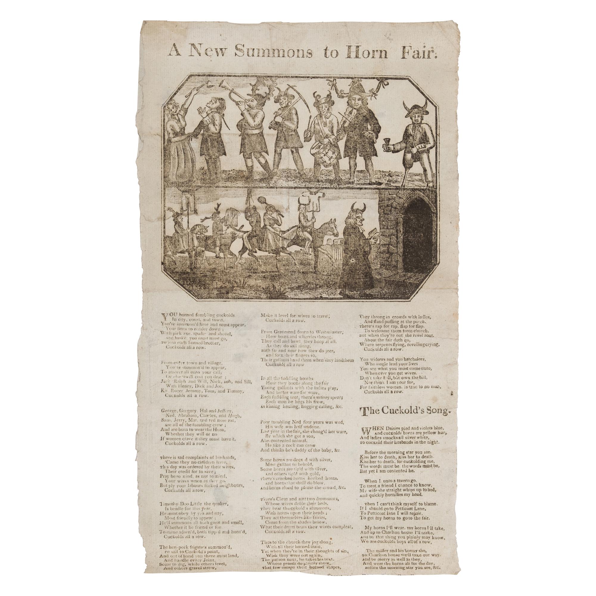 [Erotica]. A New Summons to Horn Fair . N.p., n.p., [London: Printed in Stone-Cutter Street], n.d. [ca 1709].