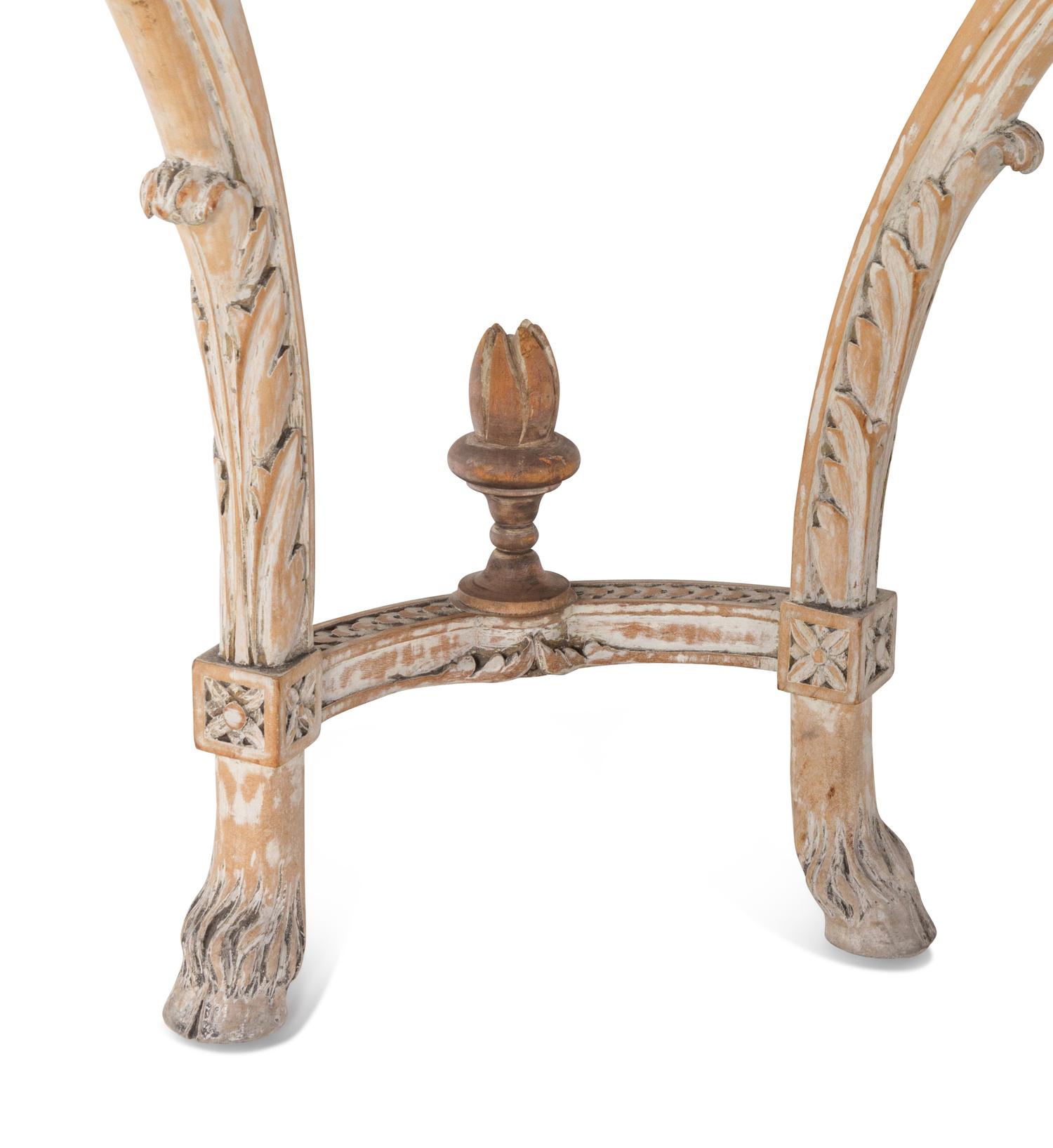 A Pair of Louis XVI Style Painted Marble-Top Console Tables