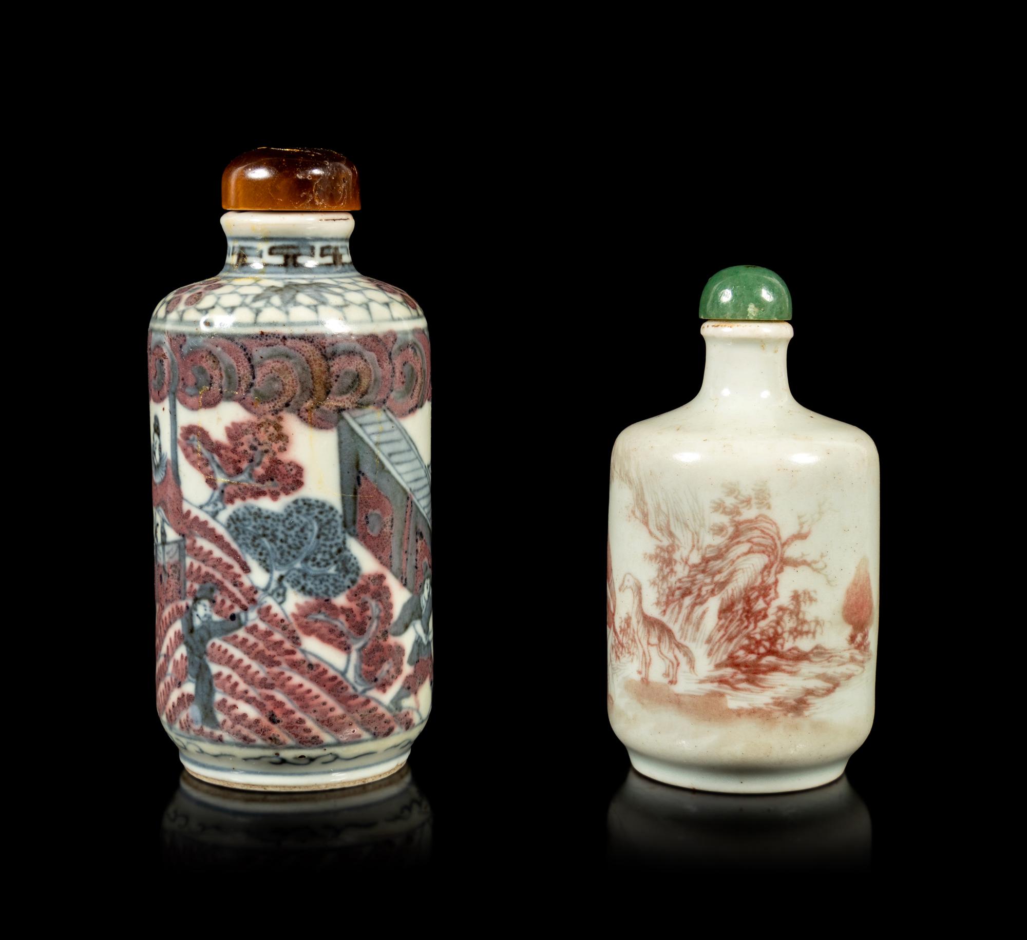 Two Copper Red Porcelain Snuff Bottles