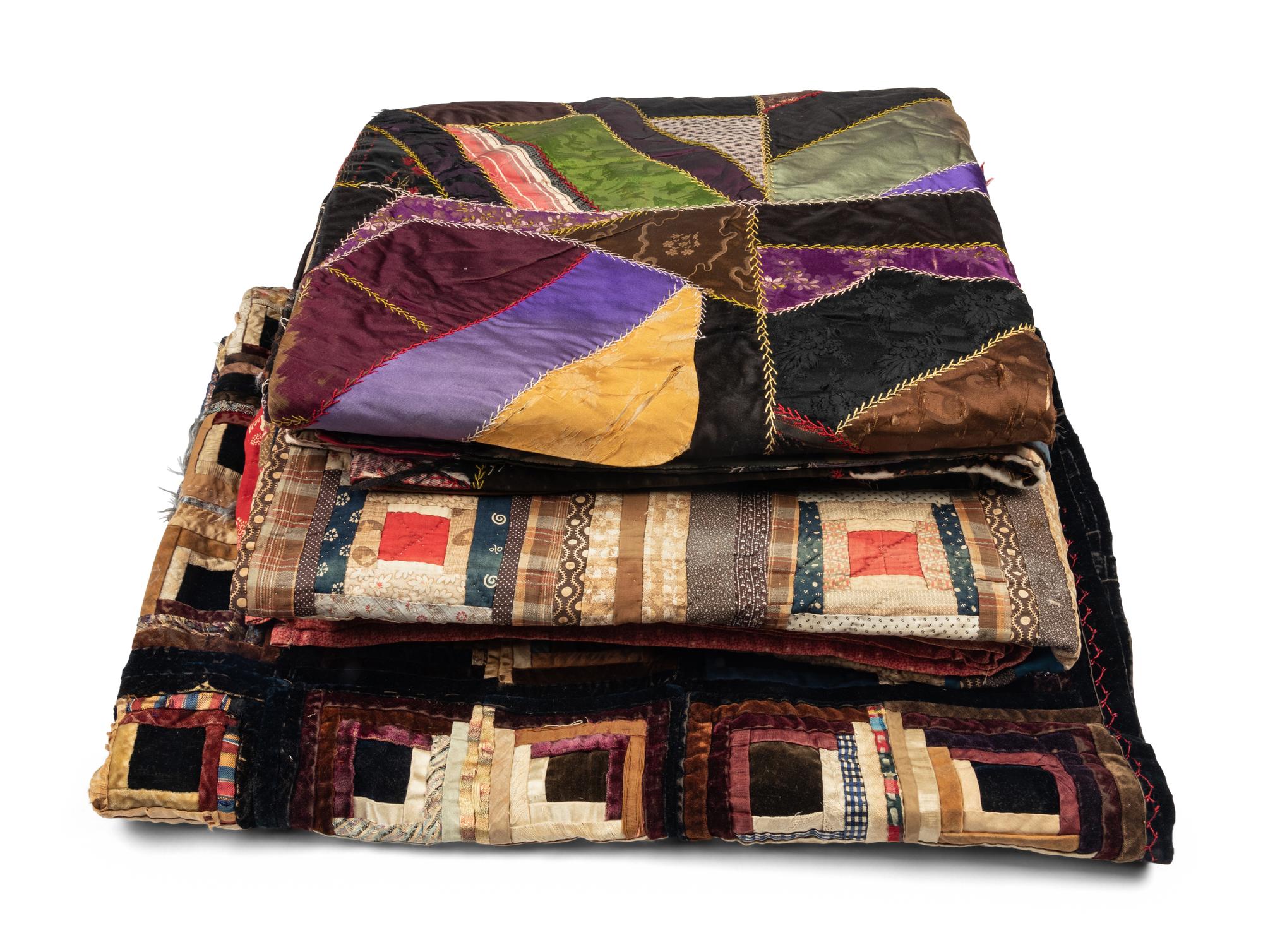 Three Patchwork Fabric Quilts