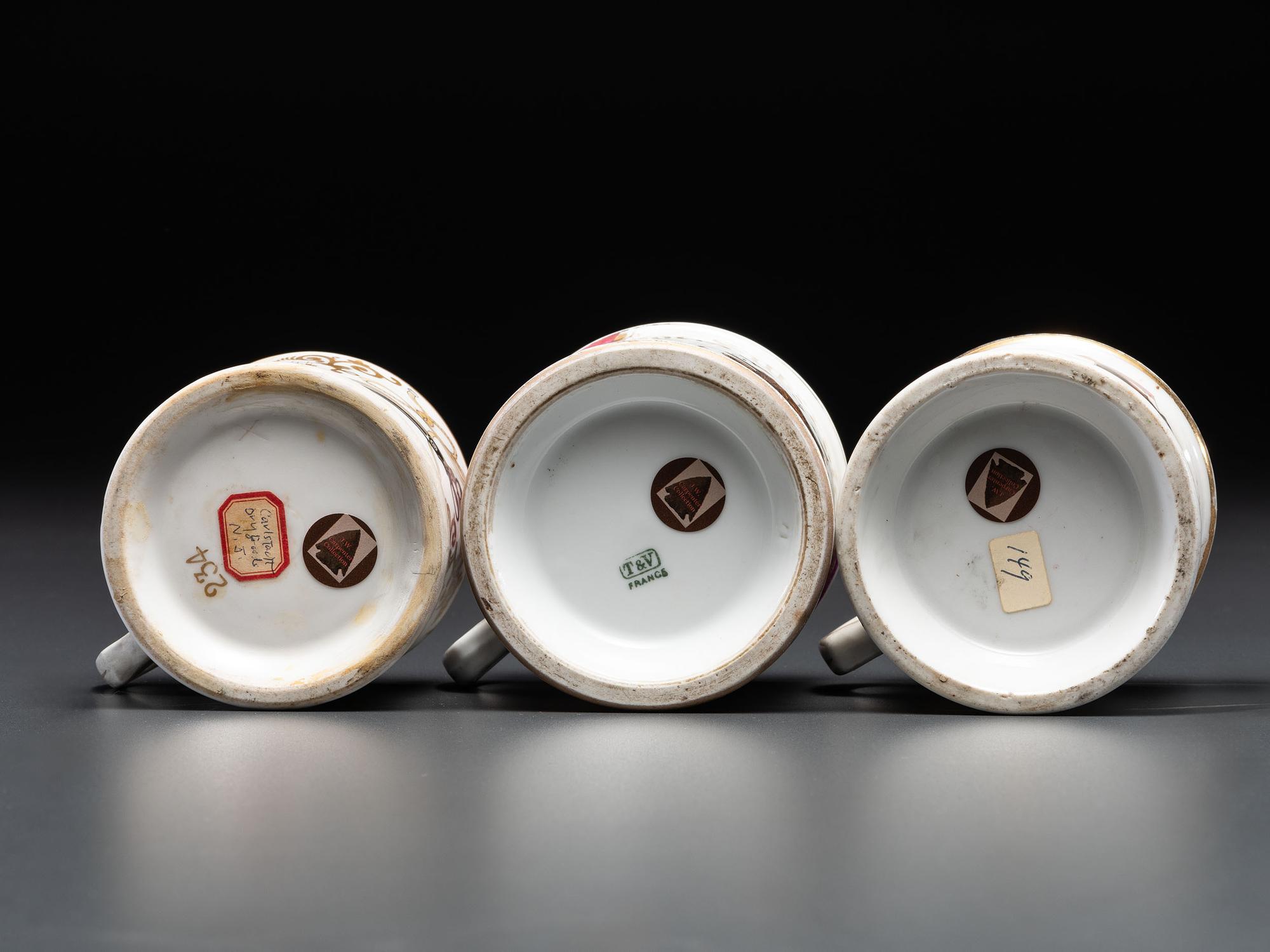 Three Porcelain Occupational Shaving Mugs
