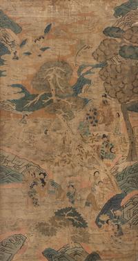 A Large Chinese Kesi Woven Silk 'Birthday' Panel