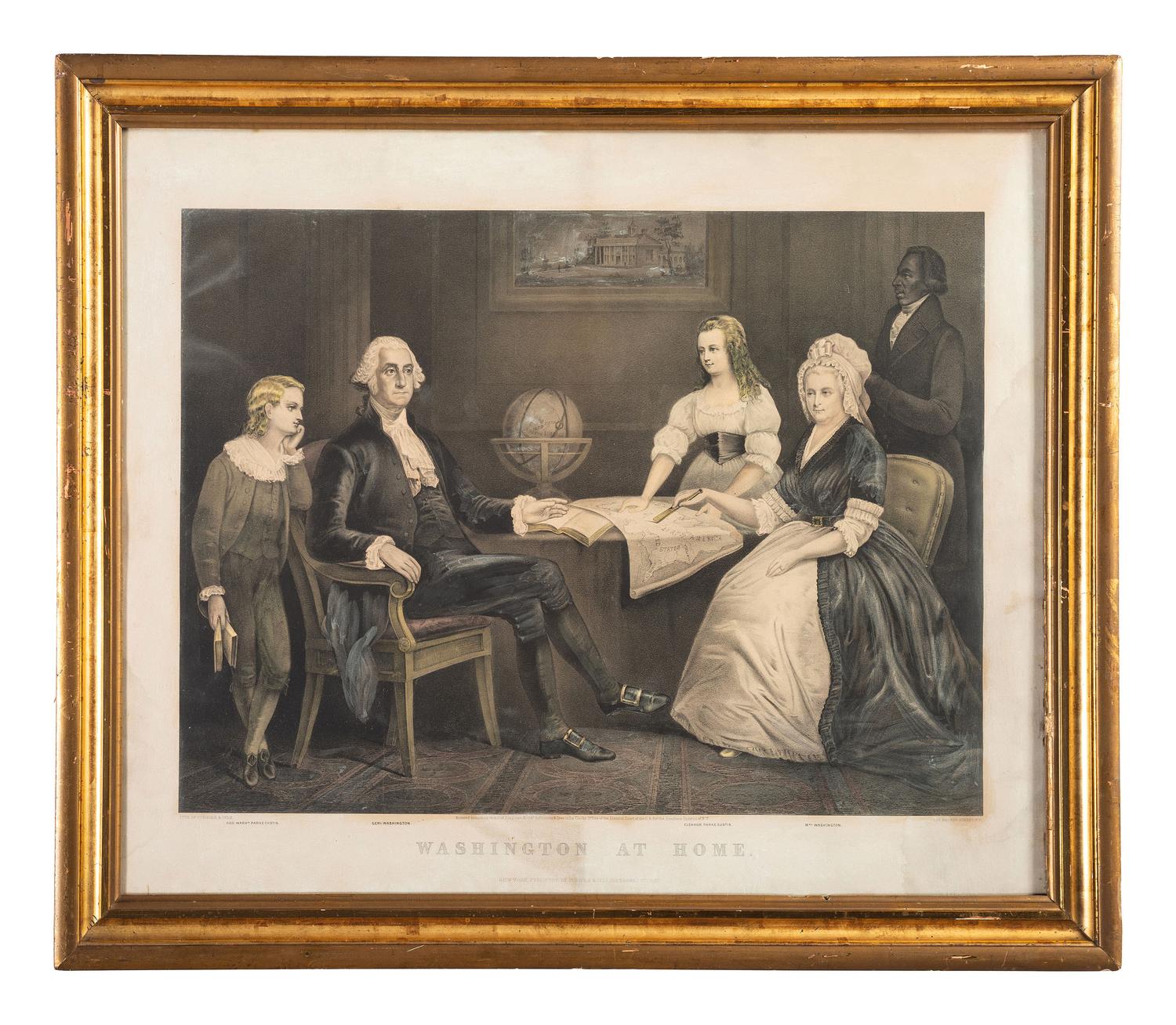 A Currier and Ives Chromolithograph of Washington at Home , after Edward Savage (American, 1761-1817)