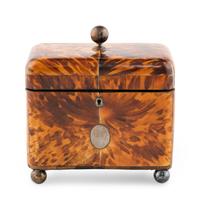 A Regency Tortoise Shell Tea Caddy